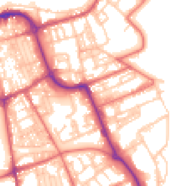 Daytime road noise heatmap for SR1 2JD