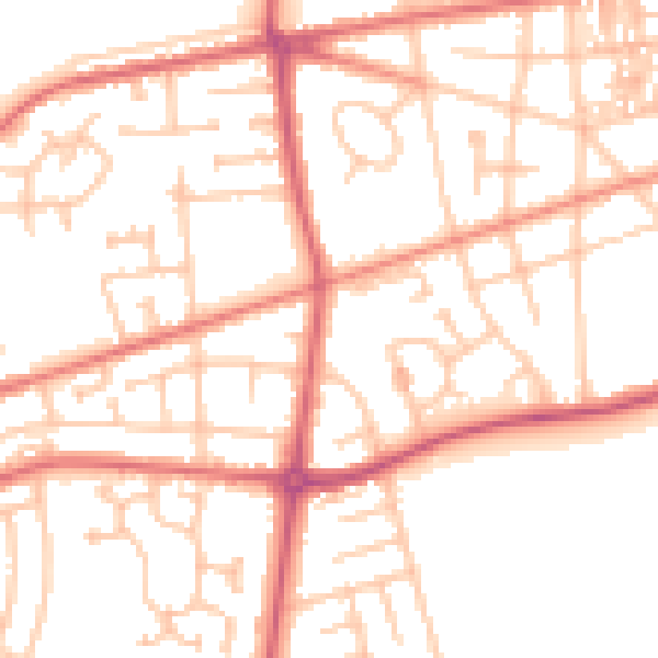 Daytime road noise heatmap for SR4 0BY