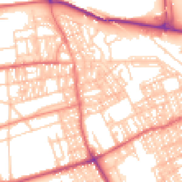 Daytime road noise heatmap for SR4 6QN