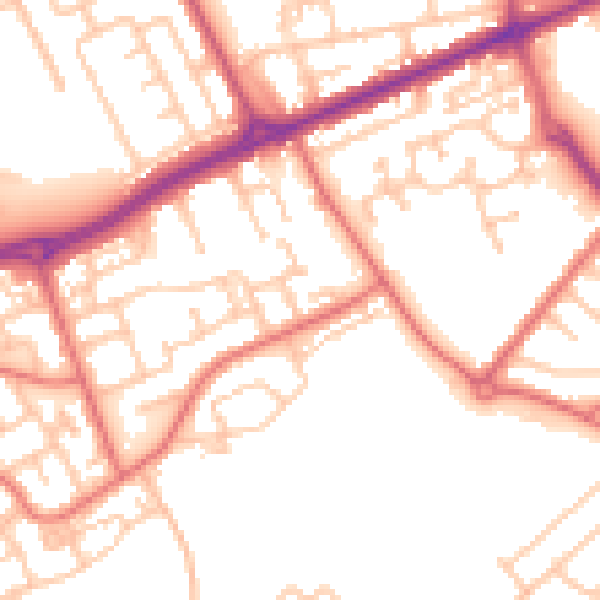 Daytime road noise heatmap for SR4 8JQ