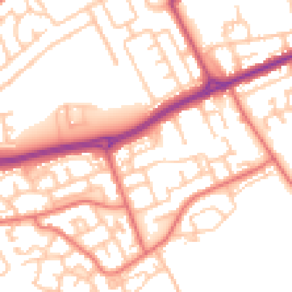 Daytime road noise heatmap for SR4 8JW