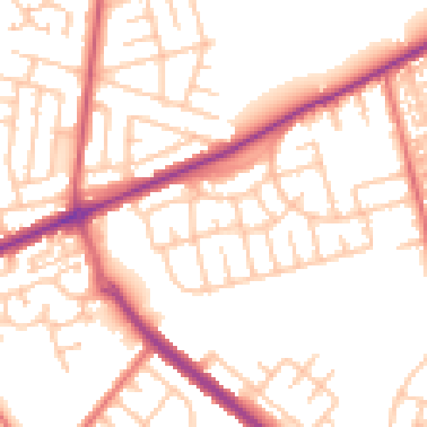 Daytime road noise heatmap for SR4 8NQ