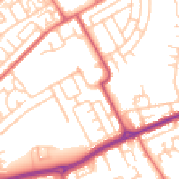 Daytime road noise heatmap for SR4 9JB
