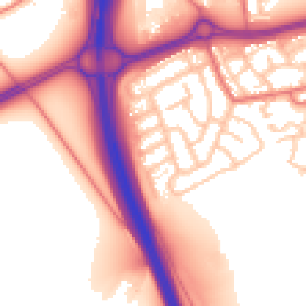 Daytime road noise heatmap for SR4 9NW