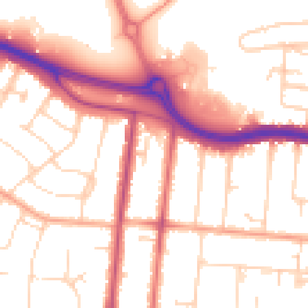 Daytime road noise heatmap for SS0 0AJ