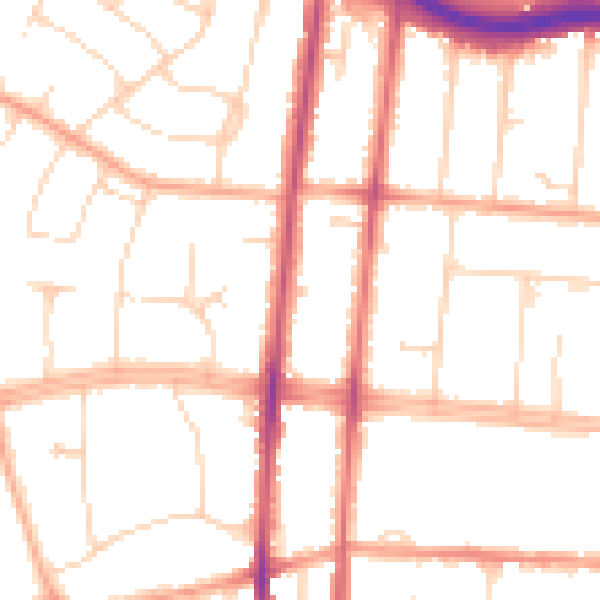 Daytime road noise heatmap for SS0 0AL