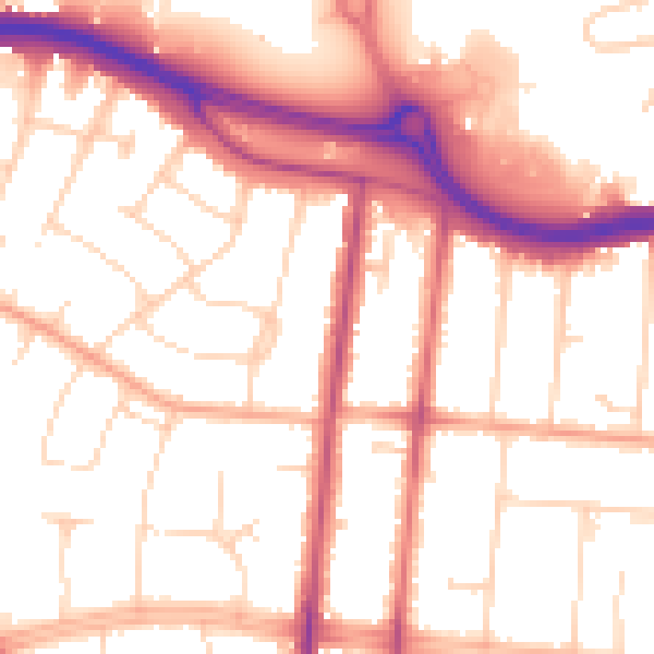 Daytime road noise heatmap for SS0 0AQ