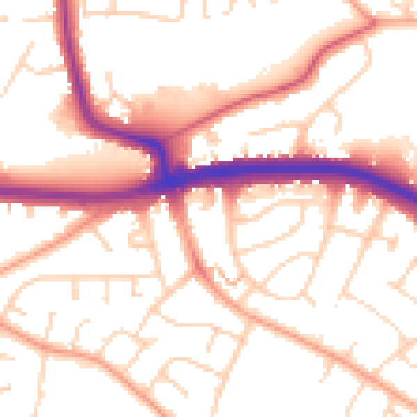 Daytime road noise heatmap for SS0 0BF