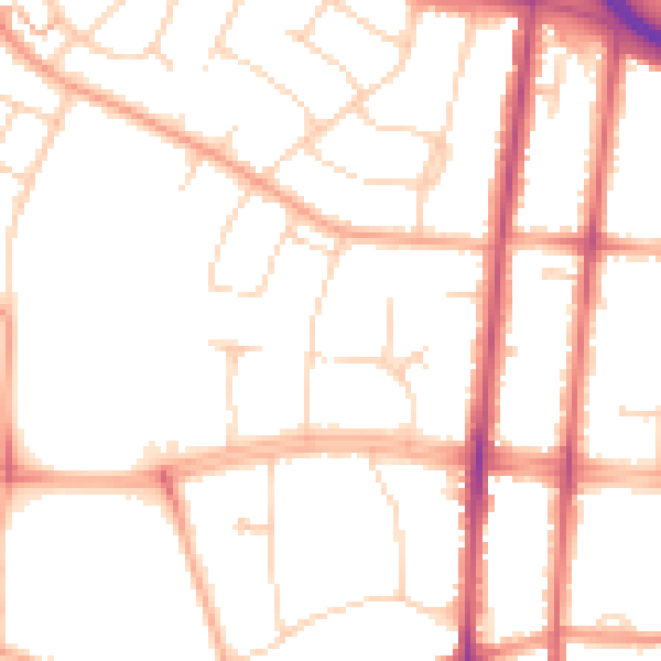 Daytime road noise heatmap for SS0 0BQ