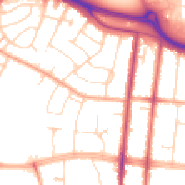 Daytime road noise heatmap for SS0 0DJ