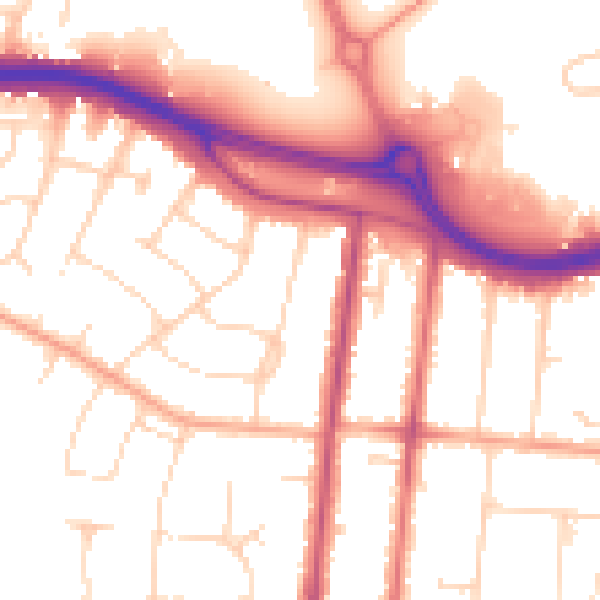 Daytime road noise heatmap for SS0 0DL