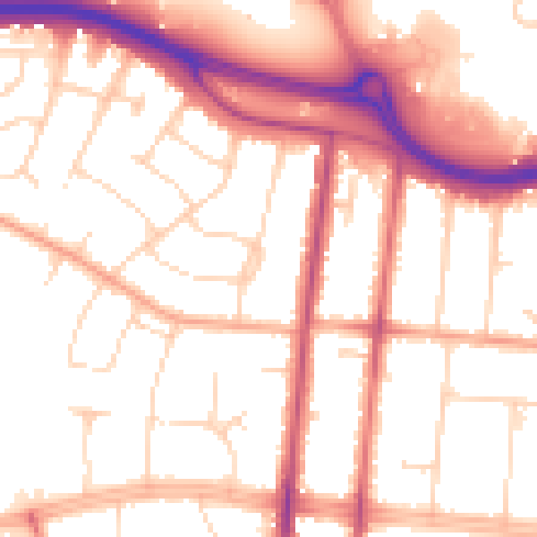 Daytime road noise heatmap for SS0 0DN