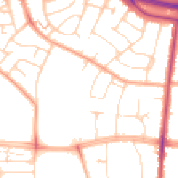 Daytime road noise heatmap for SS0 0DP
