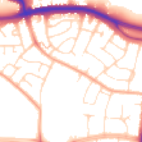 Daytime road noise heatmap for SS0 0DS