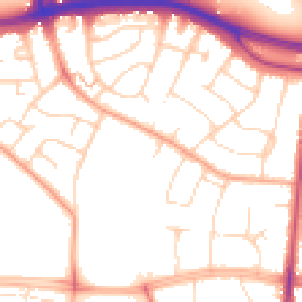 Daytime road noise heatmap for SS0 0DU