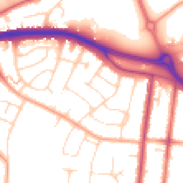 Daytime road noise heatmap for SS0 0EB