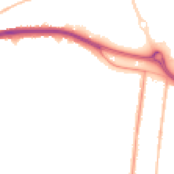 Night-time road noise heatmap for SS0 0EB