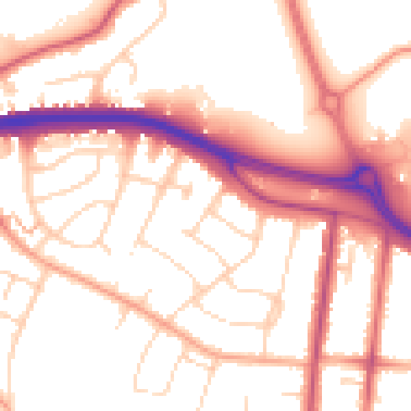 Daytime road noise heatmap for SS0 0ED