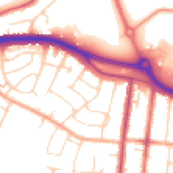 Daytime road noise heatmap for SS0 0EE