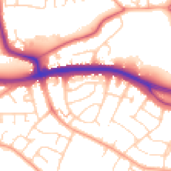 Daytime road noise heatmap for SS0 0HQ