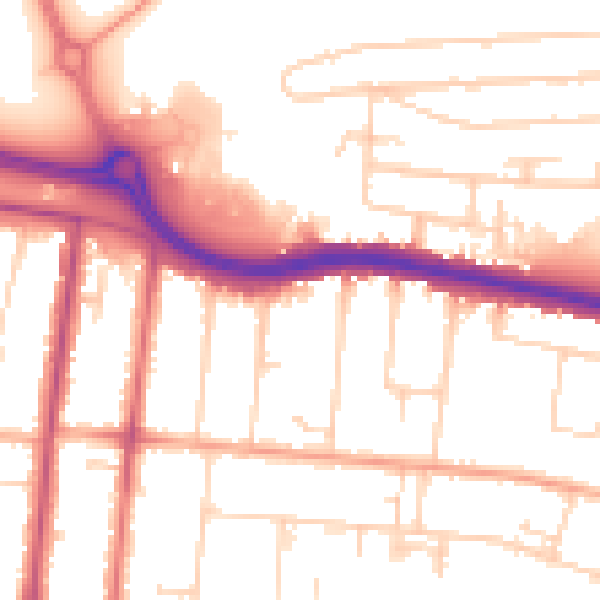 Daytime road noise heatmap for SS0 0LJ