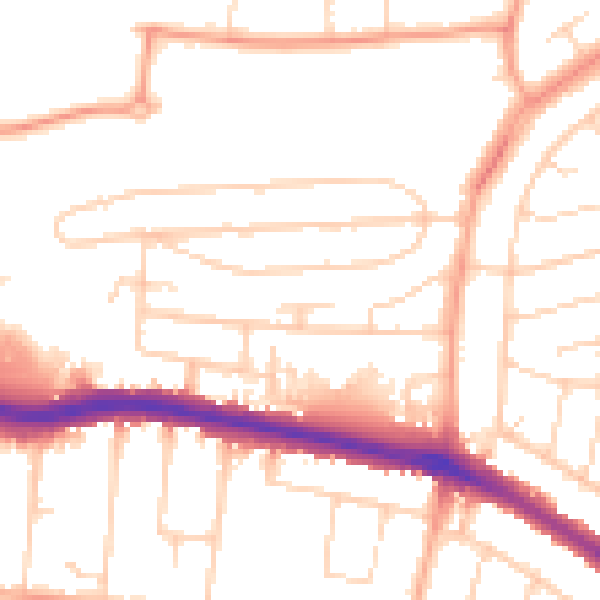 Daytime road noise heatmap for SS0 0LQ