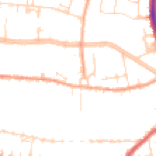 Daytime road noise heatmap for SS0 0TD