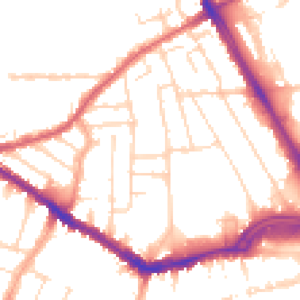 Daytime road noise heatmap for SS0 7AQ