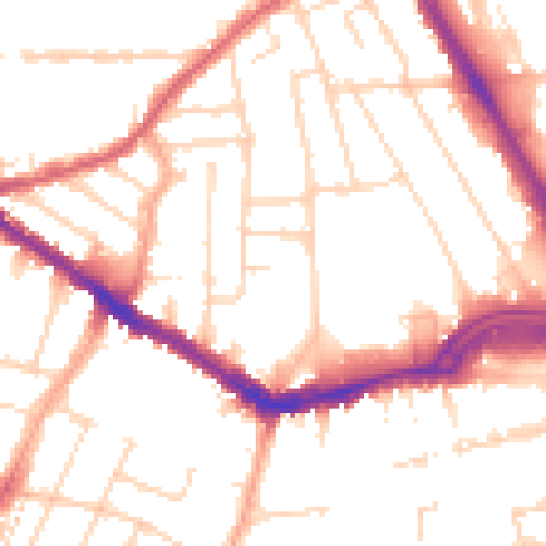 Daytime road noise heatmap for SS0 7BD