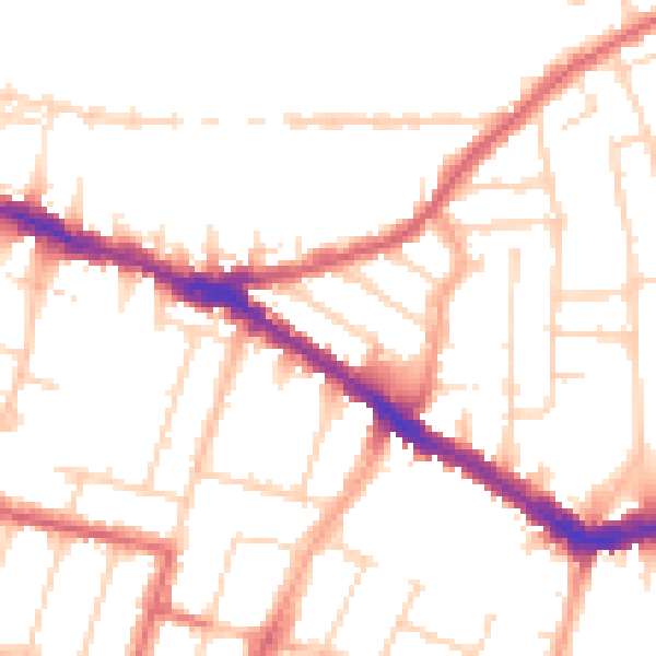 Daytime road noise heatmap for SS0 7DX