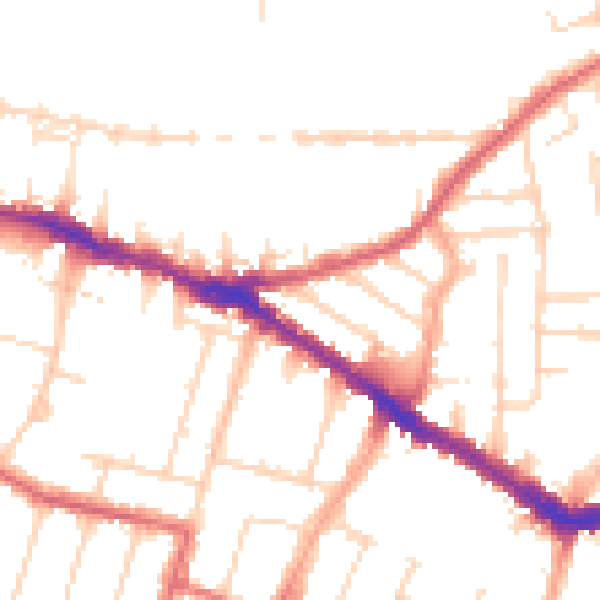 Daytime road noise heatmap for SS0 7DY