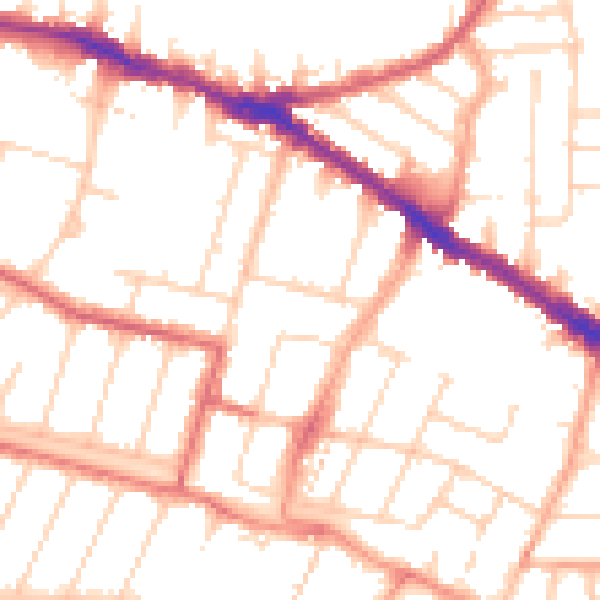 Daytime road noise heatmap for SS0 7HJ
