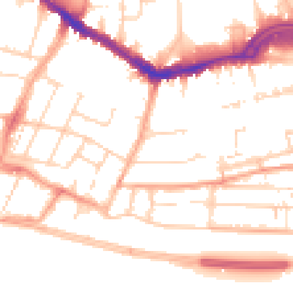 Daytime road noise heatmap for SS0 7JT