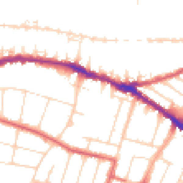 Daytime road noise heatmap for SS0 8BB