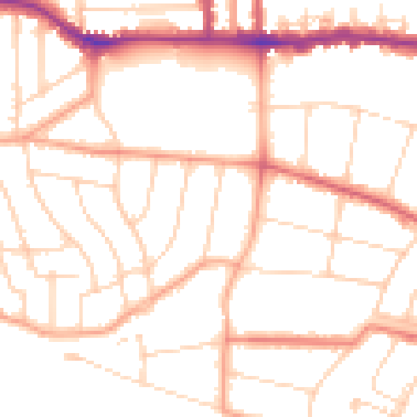 Daytime road noise heatmap for SS0 8NP