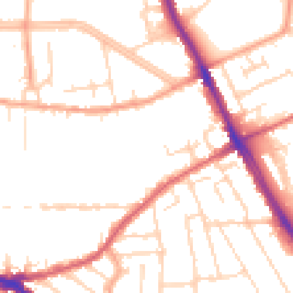 Daytime road noise heatmap for SS0 9AA