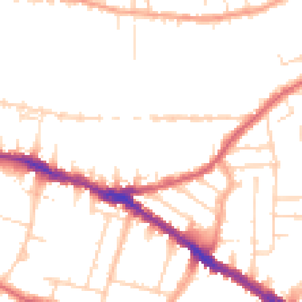 Daytime road noise heatmap for SS0 9DJ