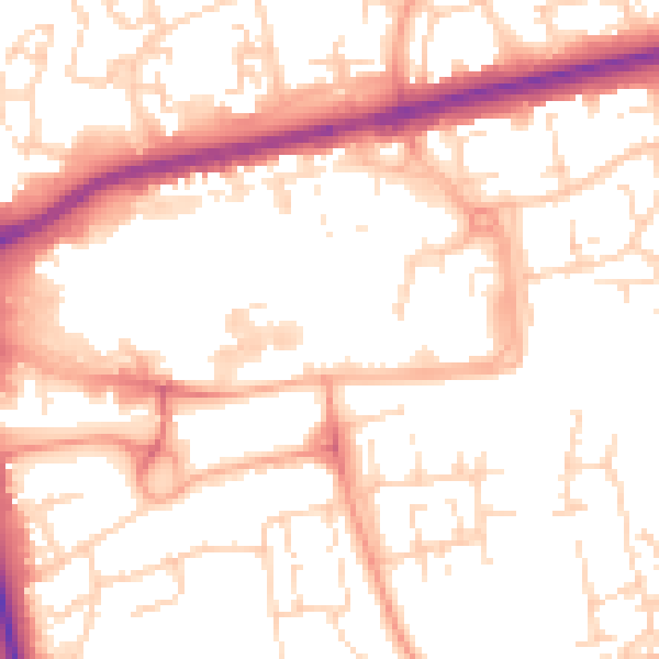 Daytime road noise heatmap for SS14 1AF