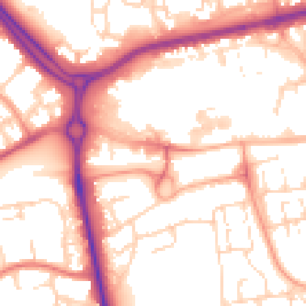 Daytime road noise heatmap for SS14 1FG