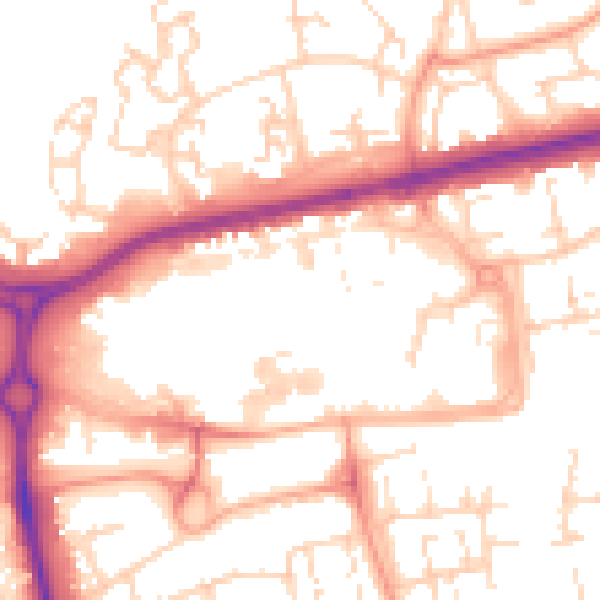 Daytime road noise heatmap for SS14 1HY