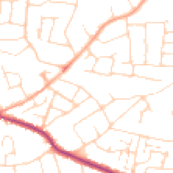 Daytime road noise heatmap for SS5 4DD