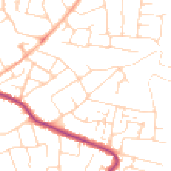 Daytime road noise heatmap for SS5 4DE