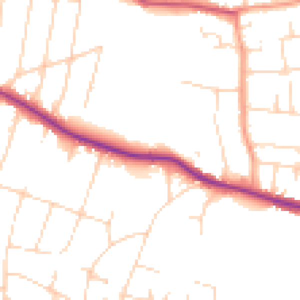 Daytime road noise heatmap for SS7 1AP