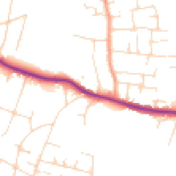 Daytime road noise heatmap for SS7 1AQ