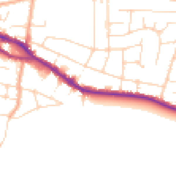Daytime road noise heatmap for SS7 1BD