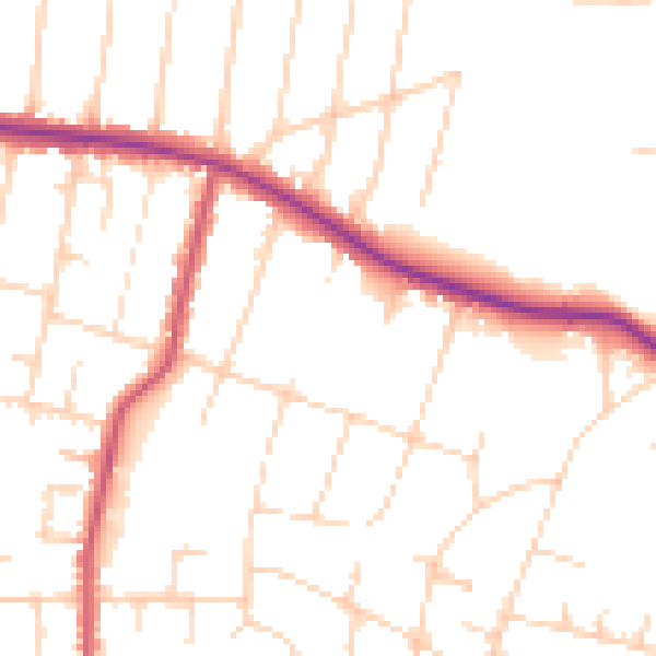 Daytime road noise heatmap for SS7 1BQ