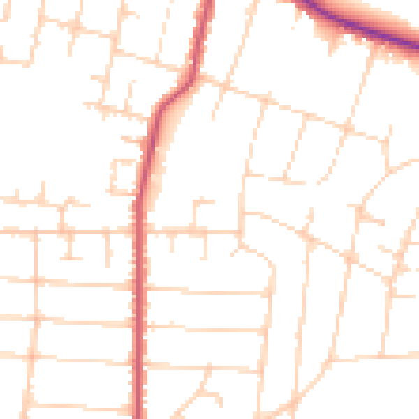 Daytime road noise heatmap for SS7 1BX