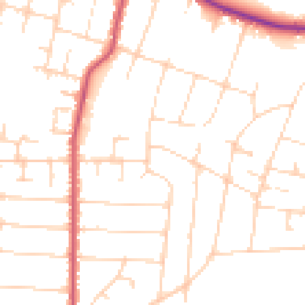 Daytime road noise heatmap for SS7 1DA