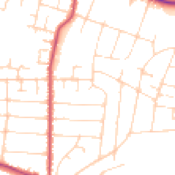 Daytime road noise heatmap for SS7 1DG