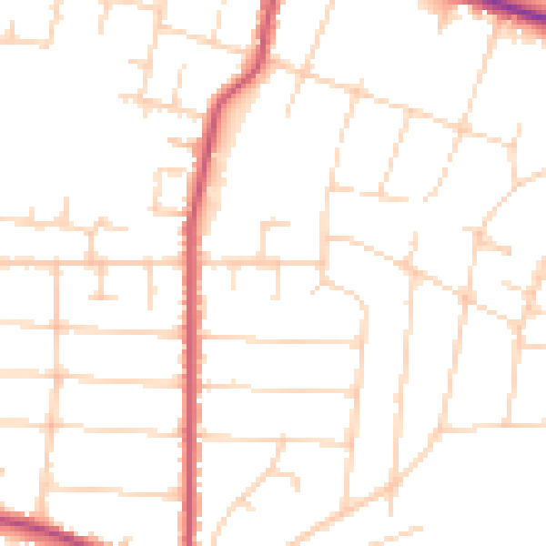 Daytime road noise heatmap for SS7 1DQ